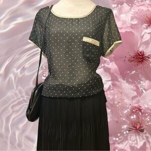 Elegant Black Polka Dot Women's Top